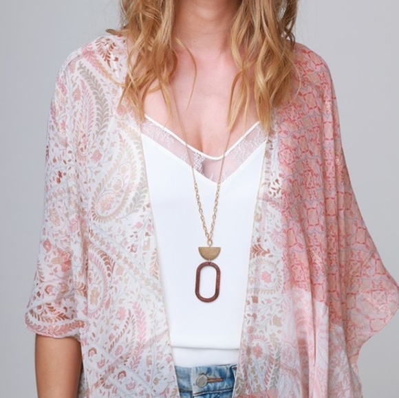 LAST 1 🎀 Blush Paisley & Moroccan Print Kimono - Picture 2 of 8